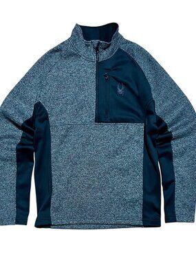 Spyder Half Zip Black & Gray Outdoor Performance Pullover Sweater, Men's Medium